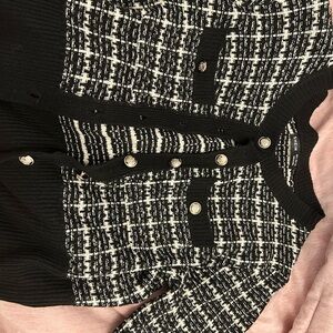 Black and White Button-Up Cardigan